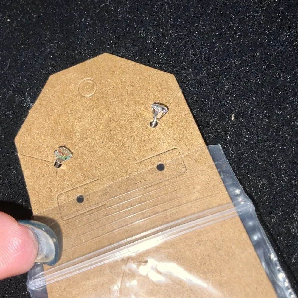 Cubic Zirconia Stud Earrings Hypoallergenic Surgical Steel Sensitive Ear New